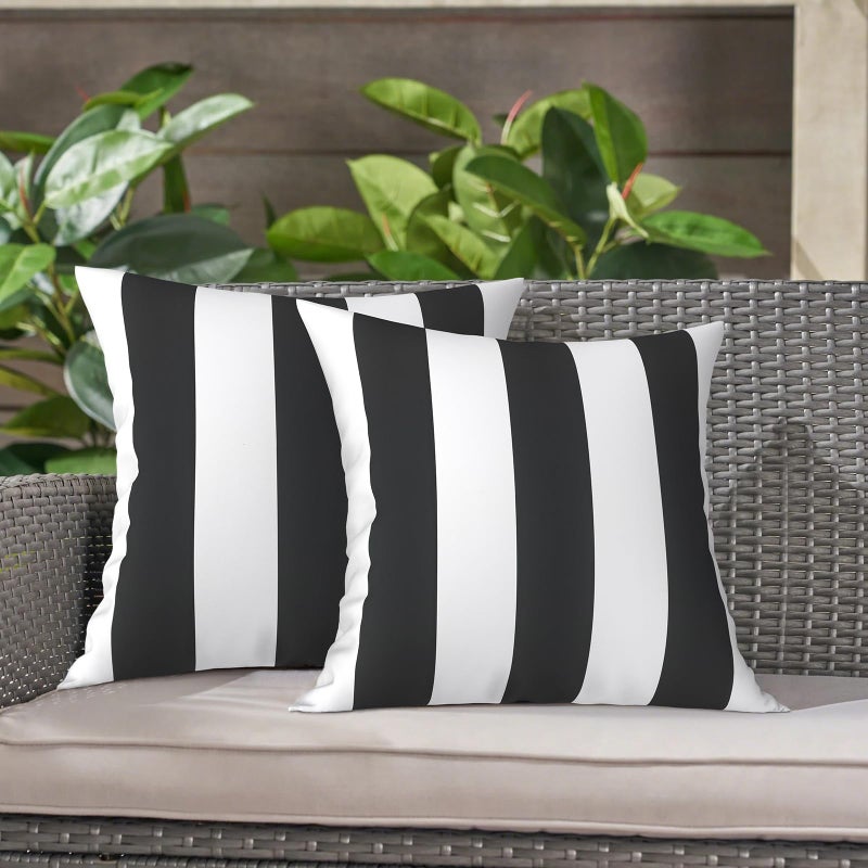 LVTXIII 2 Pack Outdoor Pillow Covers ONLY 18x18 Inch, Water-Repellent Square Decorative Cushion Covers for Patio Furniture, Garden, Sofa, Cabana Black - Image 4